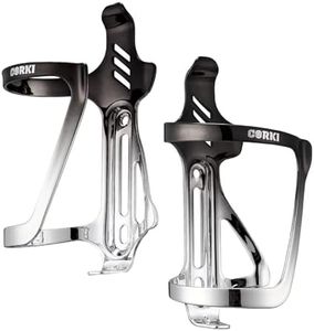 Corki Cycles Bike Water Bottle Holder Aluminum Alloy Side Load Water Bottle Cage, Right and Left Entry Bike Water Bottle Holder for Road & Mountain Bikes - Right Duo Pack - 2Pack - Black & Silver
