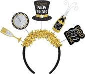 amscan Happy New Year Multi-Icon Headband - Black, Silver, Gold