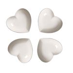 Super Cute Heart Sharpe Ceramic Sauce Dish,Mini Side Seasoning Dish,Condiment Dishes/Sushi Soy Dipping Bowl,Snack Serving Dishes,Love Porcelain Small Saucer Set(Set of 4) (12cm)