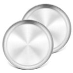 P&P CHEF 10 Inch Pizza Pan Set of 2, Stainless Steel Pizza Round Baking Trays, Crisper Oven Pan for Baking Serving, Healthy &Non-Toxic, Heavy Duty & Durable, Dishwasher Safe