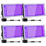 4 Pack 100W LED UV Black Light, Indmird Black Lights for Glow Party, IP65 Waterproof Black Light, for Blacklight Party, Stage Lighting, Halloween, Body Paint, Fluorescent Poster, Neon Glow