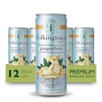 Folkington's Ginger Beer, 12 Cans, Sparkling Soft Drink, Traditionally Hot, Great Gin Mixer, 12 x 250 ml