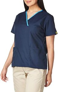 WonderWink Women's Scrubs Charlie 5 Pocket Y-Neck Wrap Top, Navy, Medium