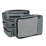 FATMUG Packing Cubes/Travel Pouch/Bag Suitcase Luggage Organiser Set of 4 - Medium Size - Grey (Polyester)