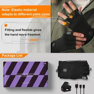 UNCN Heated Fingerless Gloves, Medium – Rechargeable Winter Hand Warmers