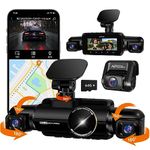HUPEJOS 360° Dash Cam Front, Rear and Inside, 4 Channel 3K+3*1080P, 5GHz Wi-Fi GPS, Voice Control, 4K+1080P*2 Dash Camera for Cars, CPL Filter, Free 64GB SD Card, Night Vision, 24H Parking Mode(V90)