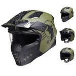 ILM Motocross Helmets Motorcycle 3/4 Half Helmet Open-Face for Men and Women Vintage Retro with Visor for Moped ATV Cruiser Scooter ECE Model Z302,Army Green, M