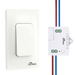 HICOBOS Wireless Light Switch, Remote Light Switches 10A/110-230V ON/Off, IP67 Waterproof with Fuse on Receiver Kit, No Battery and No Running Wires, 100FT Indoor RF Power Switch