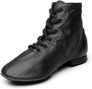 MSMAX Jazz Shoes for Women Black Leather Renaissance Boots for Men 12 M US Women