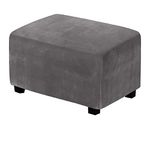XGANGM Velvet Ottoman Covers Rectangle XL Large Stretch Ottoman Slipcover Extra Large/Small/Medium Footstool Slipcover Pouffe Cover Furniture Protector for Sofa Storage,dark grey,L