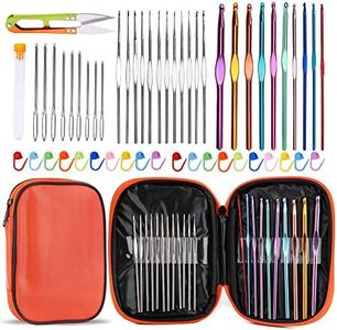 IMZAY 54 Pcs Crochet Needles Set, Crochet Hooks Kit with Storage Case, Ergonomic Knitting Needles Blunt Needles Stitch Marker DIY Hand Knitting Craft Art Tools for Beginners