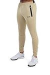 TCA Rapid Tracksuit Bottoms Men Gym Running Joggers for Men Jogging Bottoms with Zip Pockets - Wet Sand, XXL