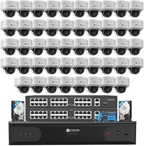4COVR 64 Channel Security Camera System, Human Vehicle Detection, 48Pcs IK10 Vandal-Proof 8MP Commercial Dome PoE IP Camera IP67 with Mic, 8MP NVR 16TB HDD, 24/7 Business Surveillance, LY54AX8M6448