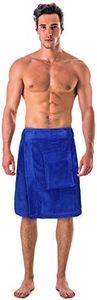 Turkish Cotton Terry Velour Adjustable Body Wrap Towel for Men (Royal Blue, One Size)