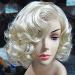 TOMIGO Short Blonde Vintage Wig for Women Platinum Blonde Short Wavy Halloween Costume Cosplay 60s Wig