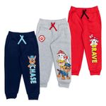 PAW PATROL Chase Rubble Marshall Little Boys Fleece 3 Pack Pants Blue/Gray/Red 7-8