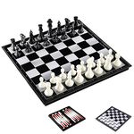 KOKOSUN 3IN1 Chess, Checkers, Backgammon Set-9.8'', Magnetic Foldable Travel Chess Board Game, Educational Toys/Gift for Kids and Adults (S)
