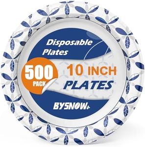 BYSNOW 500 Pack Paper Plates 10 inch, Disposable Heavy Duty Bulk Plates, Soak Proof for Dinner, Party, Birthday and Picnic