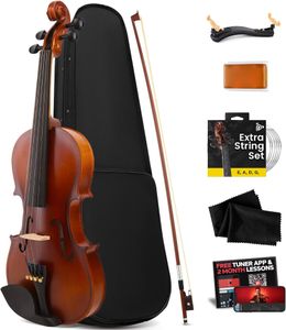 Pyle 3/4 Beginner Violin Kit – Student Instrument with Case & Bow