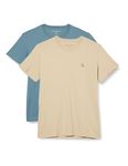 Calvin Klein Jeans Men's 2 Pack MONOLOGO T-Shirt J30J320199 S/S, Goblin Blue/Warm Sand, XS