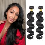 DaiMer Human Hair Bundles Body Wave Bundles Human Hair 22 24 Inch 12A Brazilian Hair Bundles Human Hair 100% Unprocessed Virgin 2 Bundles Human Hair Weave Bundles Human Hair Extensions Natural Color
