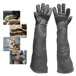 Animal Handling Gloves Bite Resistant, FIPASEN 60cm/ 23.6In Bite Proof Glove for Welding, Gardening, Handling Cat/Dog/Bird/Snake/Lizard/Falcon/Reptile, Anti-Bite Work Gloves (Deep Color)