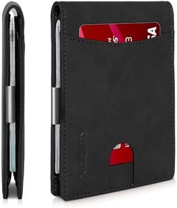 RUNBOX Slim Money Clip Wallets for Men RFID Blocking 11 Card Holder Minimalist Small Leather Bifold Men's Front Pocket Wallet Gift Box, Crazy Horse Black-new, Minimalist