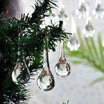 Clear Glass Ornaments- 20 Piece- Clear Glass Teardrop Christmas Ornaments- Hanging Crystals for Centerpieces- Christmas Crystal Ornaments- Chandelier Drop- Drop Ornaments- Crystal Ornaments- 3Inch