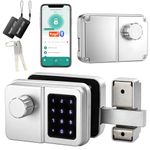 SEPOX Smart Gate Lock, Outdoor Gate Lock for Fence & Garage Door, Electronic Keyless Gate Lock IC Card, Passcode & Mechanical Key, Waterproof Rim Lock for Outdoor Garden Yard (Silver, Single Unit)
