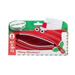 ZIPIT Christmas Monster Pencil Case for Kids | Christmas Themed Holiday Gift for Kids | Pencil Bag for Boys & Girls (Red)