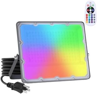 RGB LED Flood Light 150W Equivalent – 60W Plug-in Outdoor Color-Changing Spotlight with Remote, 4 Modes, 8-Level Dimming, IP65 Waterproof for Garden, Landscape, Wall Wash
