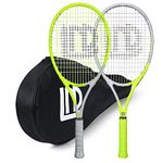 LUNNADE Adults Tennis Racket 27 Inch, Shockproof Carbon Fiber Tennis Racquet Light-Weight, Pre-Strung and Regrip, Suitable for Beginners to Intermediate Players