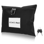 Cash Bag with Lock and 2 Keys Money Bag For Cash With Lock 11.4 * 8.3inch Money Bank Deposit Bag Money Bank Deposit Bag With Zipper Canvas Documents Bag For Bank Deposits Business Personal (Black)