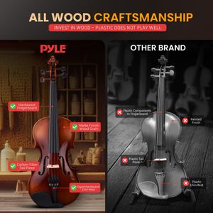 Pyle 3/4 Beginner Violin Kit – Student Instrument with Case & Bow