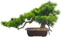 Leafouse Tall 12 inch Width 20 inch Artificial Bonsai Tree Large Bonsai Fake Plants Juniper Faux Plant in Pot Japanese Pine Bonsai on Desk for Home Decor Indoor Office Table Shelf Decorations