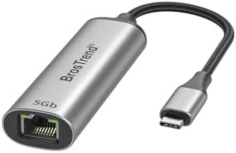 BrosTrend 5Gb USB C to Ethernet Adapter, Aluminum Ethernet to Type C Network Adapter Plug & Play for Windows MacOS etc., Compatible with Dell XPS, MacBook, iPad (Thunderbolt 5/4/3) Lifetime Protection