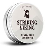 Striking Viking Beard Balm - Natural Mustache & Beard Conditioner Wax With Shea Butter Tea Tree Argan & Jojoba Oil - Unscented Beard Balm - Moustache Balm - Beard Styling Balm