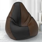 ComfyBean Bag with Beans Filled XXXL- Official: Lazy Sacks Bean Bags - for Young Adults - Max User Height : 5-5.8 Ft.-Weight : 60-70 Kgs(Model: Black Brown)