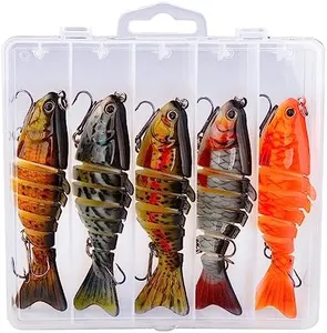 Bionic Swimming Bait, Robotic Fishing Lure,3D Bionic Swimming Lure Swims Like a Real Injured Bait Fish, Fishing Lure for Bass Trout Fishing Suitable for All Kinds of Fishing Waters (5 Pcs)