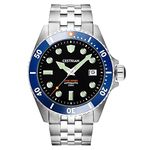 Cestrian Dive Series Automatic Black Dial Blue Ceramic Bezel Steel Bracelet 300M Water Resistant Mens Watch