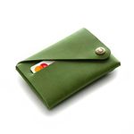 Minimalist Leather Wallet - Alpine Green, Stitchless Cardholder, Coin Purse, Italian Premium Quality, Vintage Unisex Pouch, Gift for Men/Women, Slim Money Clip, Crazy Horse Craft