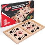 Bungee Table - Large Fast Sling Puck Game - Fast-Paced Fun for a Family Game Night or for a Party with Friends - Test Your Speed and Accuracy with This Wooden Hockey Board Game