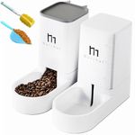 Marchul Cat Feeder and Water Dispenser Set, Automatic Cat Food Dispenser and Gravity Dog Water Bowl Dispenser with Pet Food Scoop Sponge Bottle Brush, Big Capacity (3.8 L)