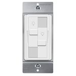 TOPGREENER Kalide Dual Load Dimmer Light Switch, Double LED Dimmer Switch, Full Range Dimming, Single Pole, 120VAC, 60Hz, 200W LED/CFL, Neutral Wire Not Required, TGDDS-W, White