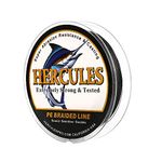 Hercules Super Cast 500M 547 Yards Braided Fishing Line 20 LB Test for Saltwater Freshwater PE Braid Fish Lines Superline 8 Strands - Black, 20LB (9.1KG), 0.20MM