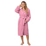 HEARTNICE Fuzzy Soft Robes for Women, Long Plush Hooded Robe Fluffy Warm Bathrobes(Rose Pink,S/M)