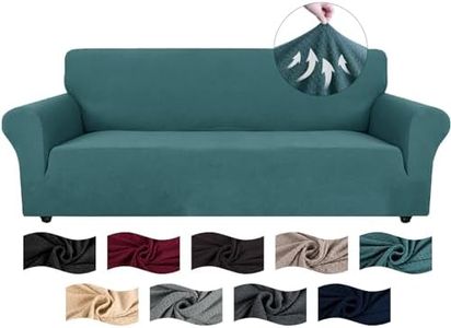 CYCMACO Housse De Canape 3 Places avec Accoudoirs, Jacquard Housse Canape Extensible, Universelle Sofa Cover Antidérapante, Couvre Canapé pour Chiens Et Chats Animaux, Lavable, Turquoise