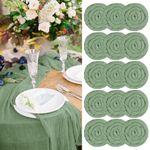 Teruntrue 15 Packs Cheesecloth Table Runner Sage Green Semi-Sheer Table Runner 55x300cm, Green Rustic Gauze Boho Table Runner, Wedding Table Decor Table Cloth for Bridal Shower Party Wedding Holiday