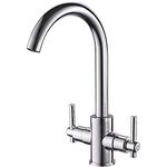 Kitchen Taps Mixer Sink Mixer Tap 360 Swivel Spout High Arc Monobloc Dual Lever Sink Taps Solid Copper Material Chrome Surface with Brass Mounting Kits Easy to Install