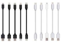 JuSoFU Short USB Cable, 10 Pack, Mixed 5 Varieties 10-inch Cables Compatible with iPhone15-5th, iPad, MacBook, Samsung mobiles, Tablet, Charging Station, Power Bank,Laptop & More... (White)